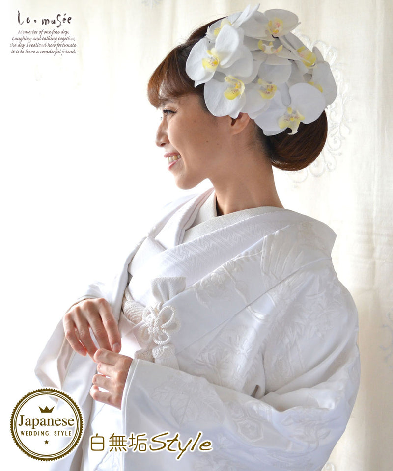和装 髪飾り 造花 胡蝶蘭 こちょうらん 10りん