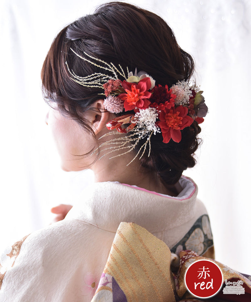 成人式 ドライフラワー テイスト ヘッドドレス 髪飾り 花 ウェディング 彩音