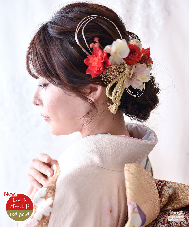 成人式 ドライフラワー テイスト ヘッドドレス 髪飾り 花 ウェディング 彩音