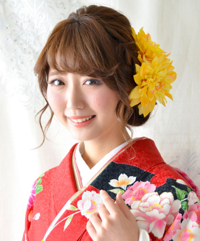和装 髪飾り 造花 ダリア 1輪 (全4色)