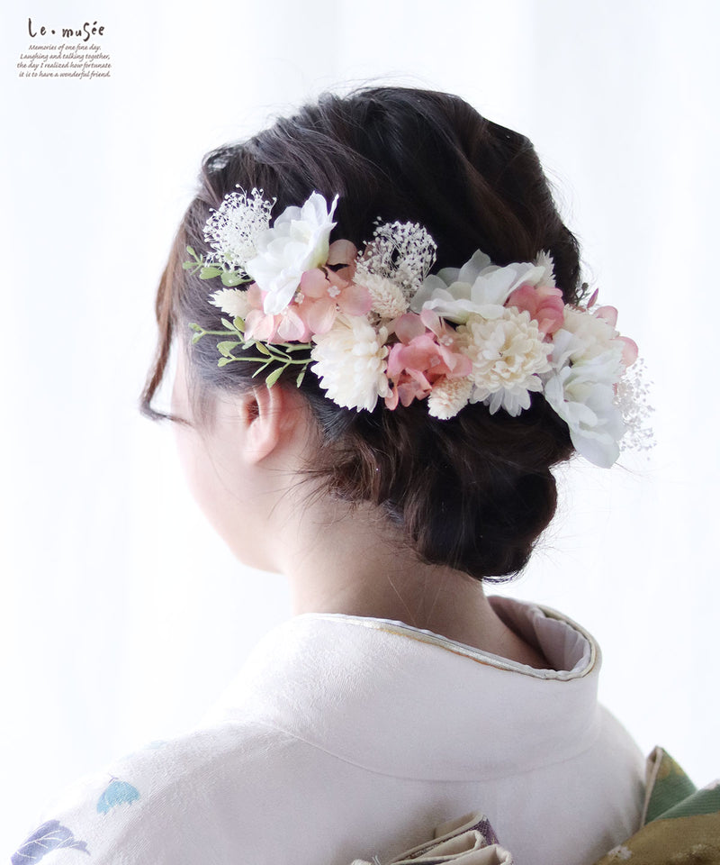 ドライフラワー テイスト ヘッドドレス 髪飾り 花 ウェディング ルネ