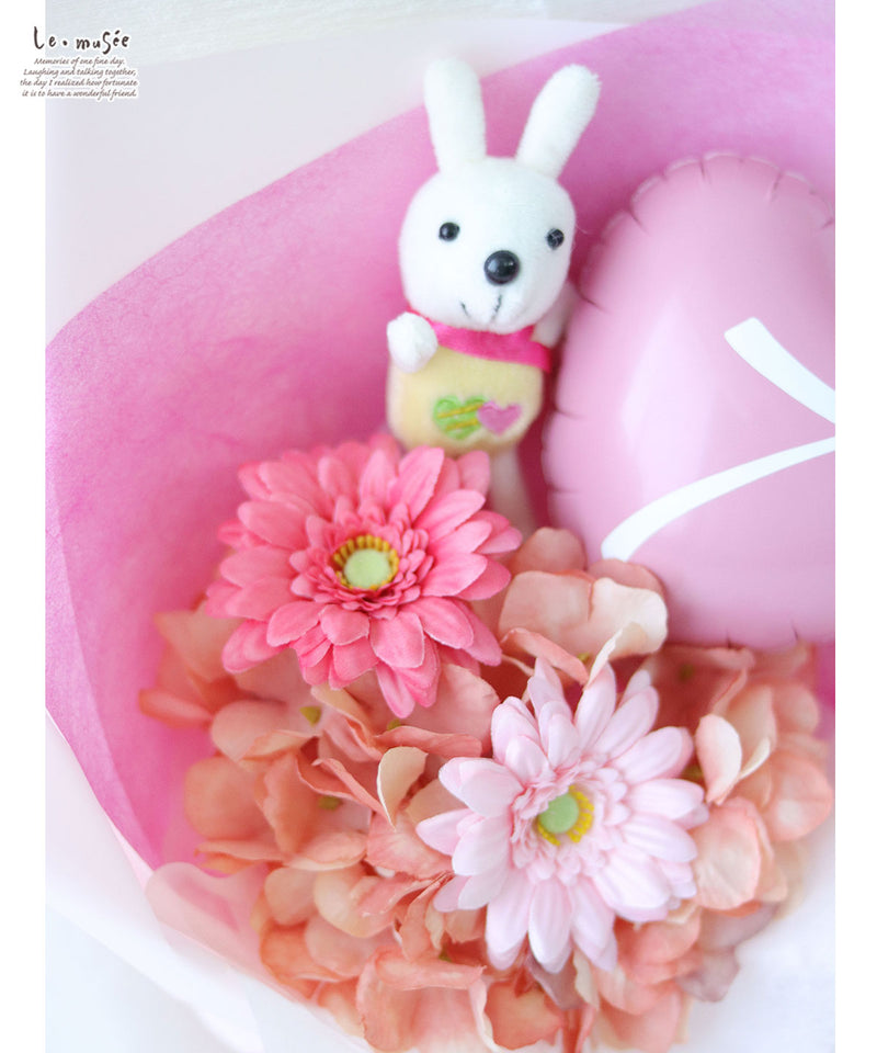 花束 753 誕生日 祝い 名入れ  うさぎちゃんブーケ |七五三 卒業式 卒園式 入学 入学式 発表会 送別会