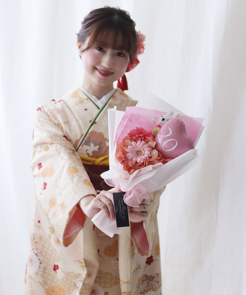 花束 753 誕生日 祝い 名入れ  うさぎちゃんブーケ |七五三 卒業式 卒園式 入学 入学式 発表会 送別会