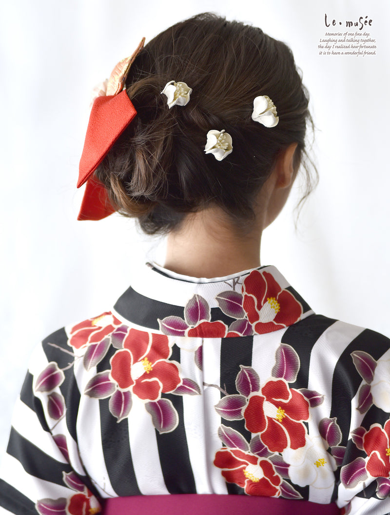 袴 髪飾り 卒業式 はいからさん ツートーン リボン & 小花
