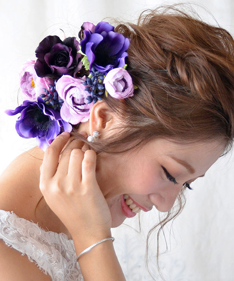 F1806V3】紫♡ヘッドドレス♡髪飾り♡・結婚式・パーディー