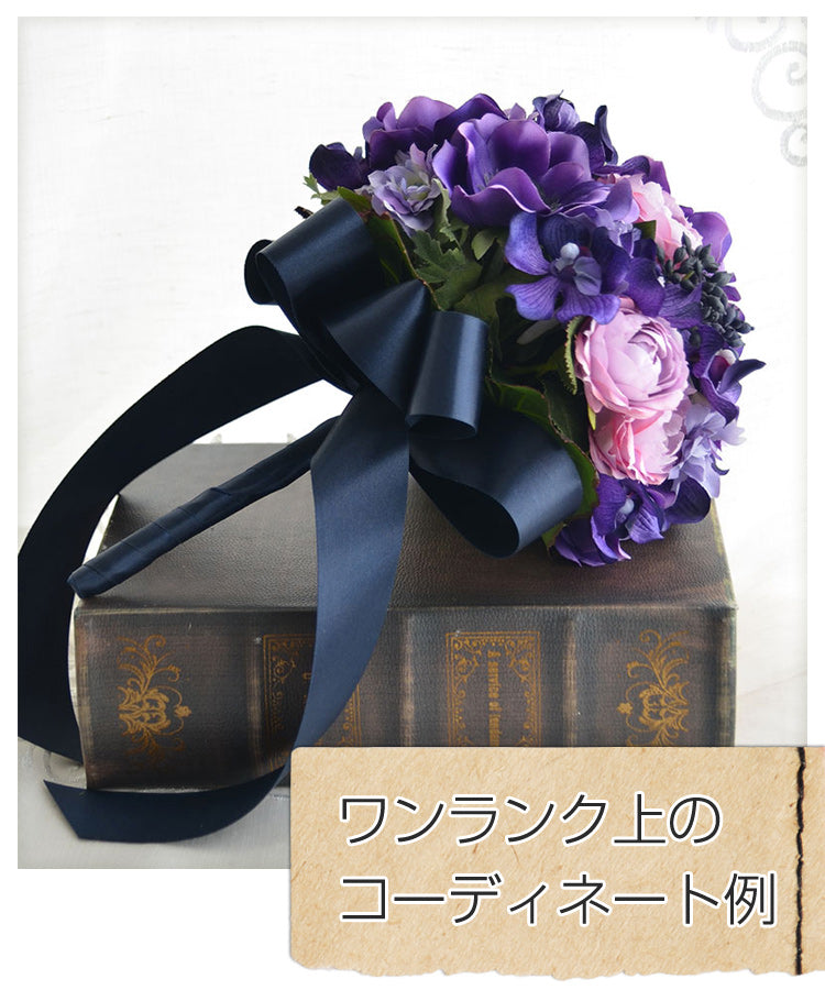 ヘッドドレス 花 ウェディング 紫の アネモネ とカップローズ