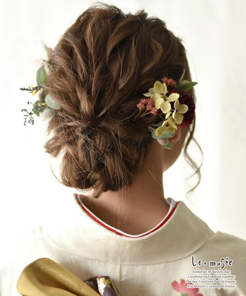 ドライフラワー テイスト ヘッドドレス 髪飾り 花 ウェディング リシェ