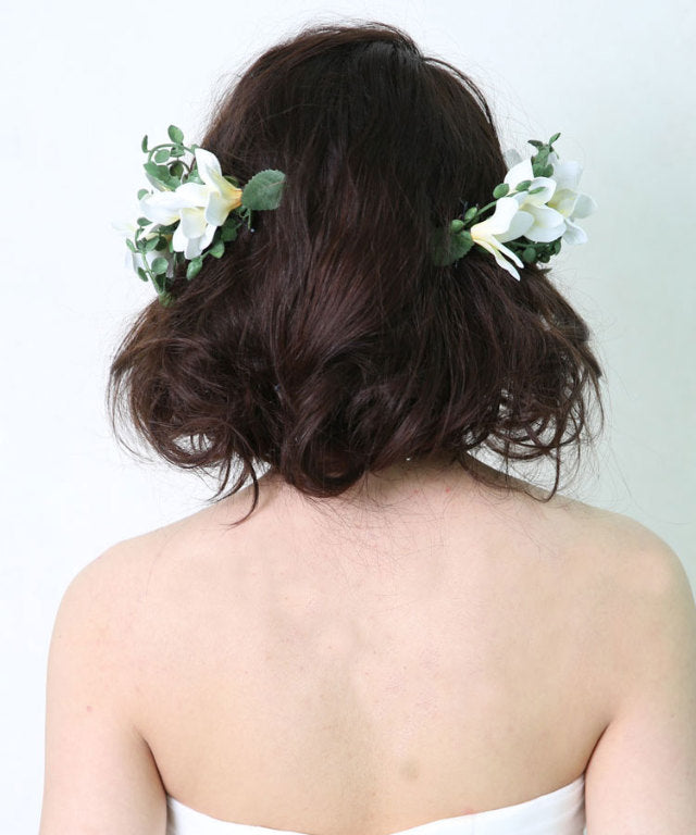 ヘッドドレス 髪飾り プルメリア ２パーツ 造花