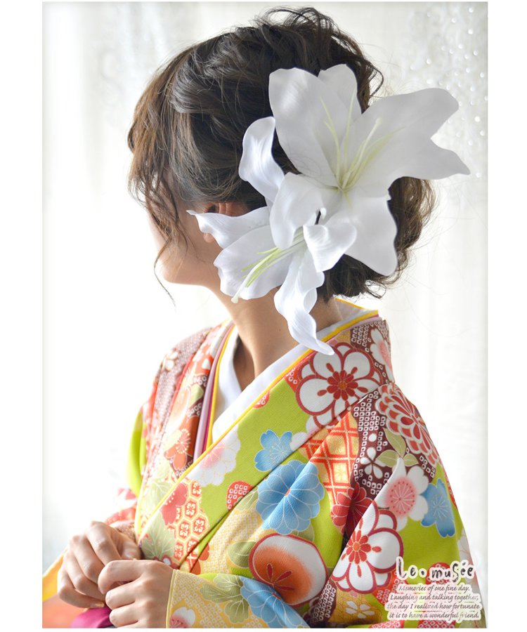 カサブランカ 百合 髪飾り(造花)