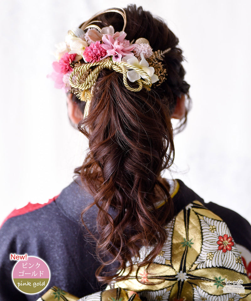 成人式　ドライフラワー テイスト ヘッドドレス 髪飾り 花 ウェディング　彩音