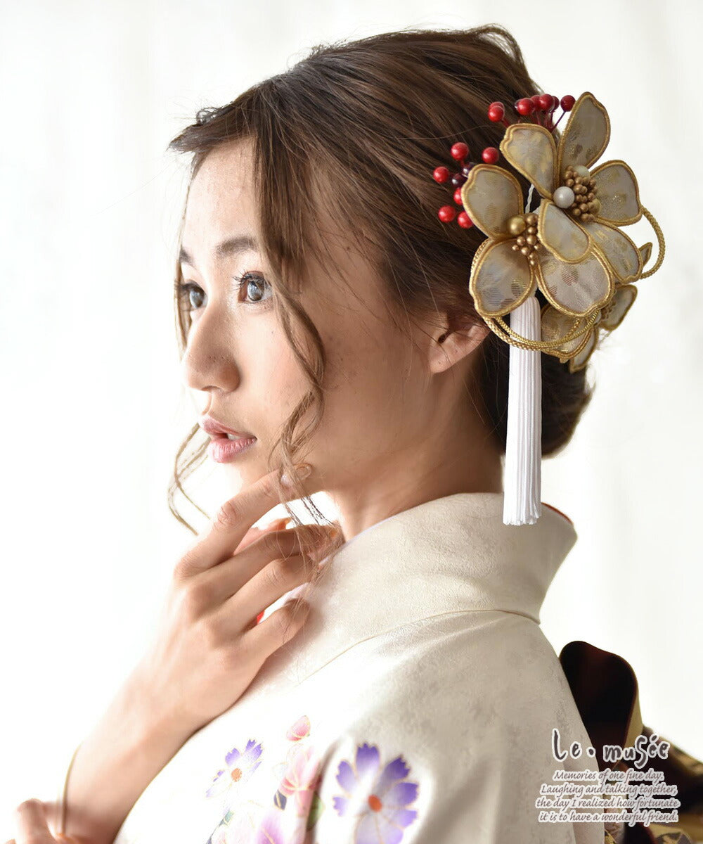 和装 髪飾り白無垢 色打掛 雪寿 | 造花 ヘッドドレス ウェディング